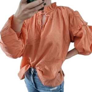 CLEOBELLA‎ Organic Cotton Top Peach S Cottagecore Boho Peasant Retro